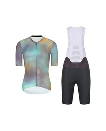 RIVANELLE Cycling short sleeve jersey and shorts - COSMA - anthracite/purple/gold